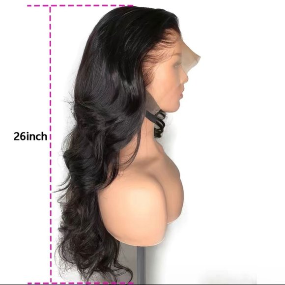 180% Natural Black 13×4 Lace Front Brazilian Remy Human Hair Body Wave Wig - Picture 3 of 8